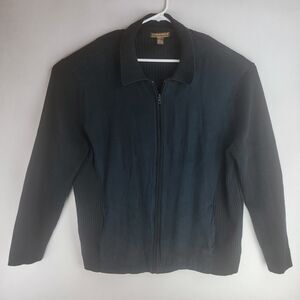 Cubavera Mens Size XL Black Full Zip Warm Cardigan Sweater